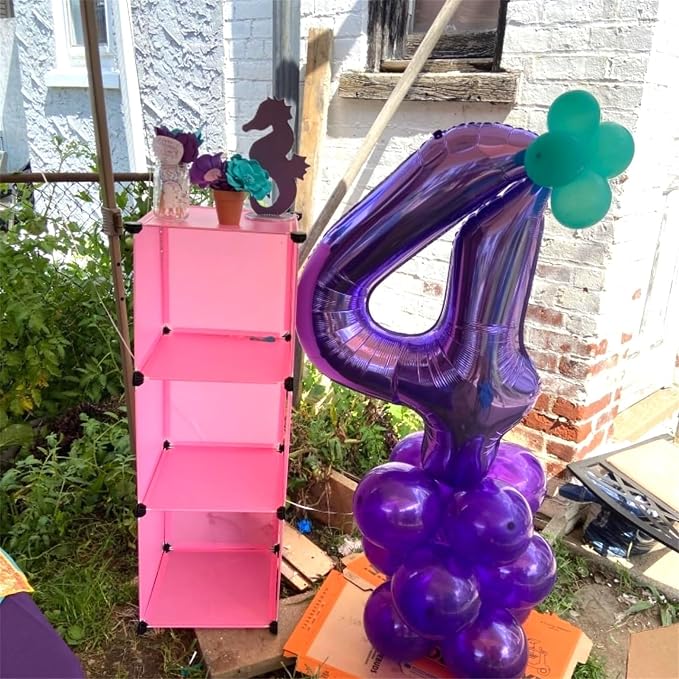 Purple 1 Balloon Number for Girls 1st Girls Birthday, 40 Inch Large Number Foil - Image 7