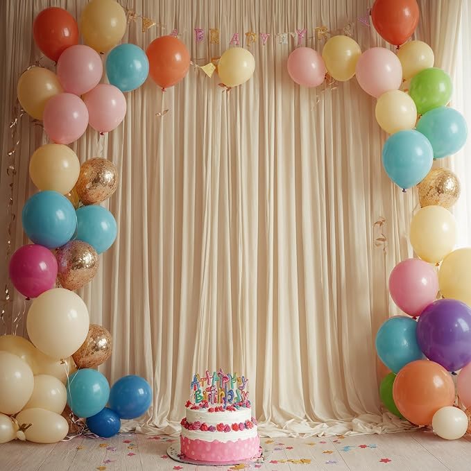 20ft x 10ft Wrinkle Free Beige Backdrop Curtains - Image 4