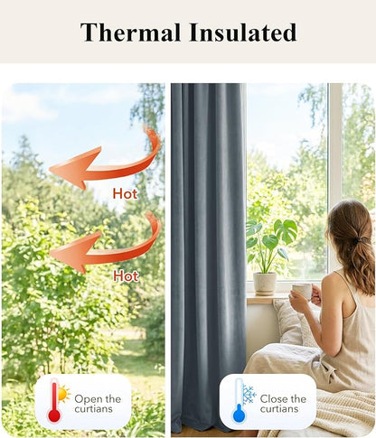 Stone Blue Velvet Drapes Extra Long - Image 6