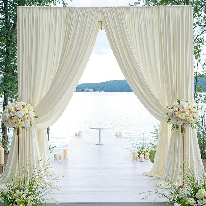 20×12ft Wrinkle Free Ivory Backdrop Curtain - Image 7