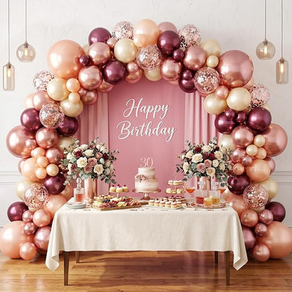Burgundy Balloons, 12 Inches Maroon Rose Gold Balloons Wine Red and Champagne - Image 7