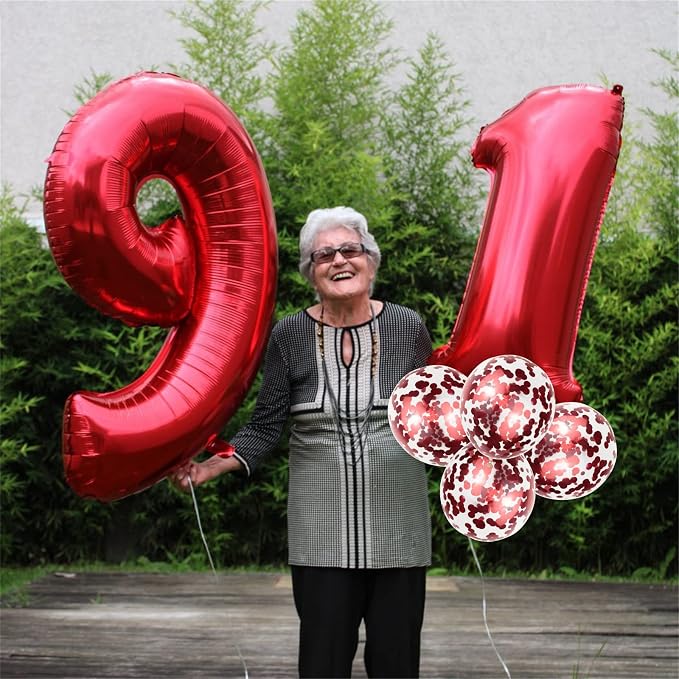 Red 18 Balloon Numbers and Confetti Balloons, 18th 81st Birthday Balloons Set - Image 5