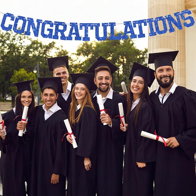 BEISHIDA Glitter CONGRATULATIONS Banner Blue 2026 Graduation Party Decorations - Image 5