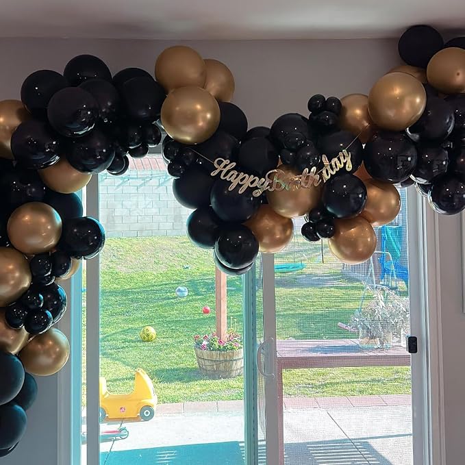 Black and Gold Balloons Arch Garland Kit - Image 8