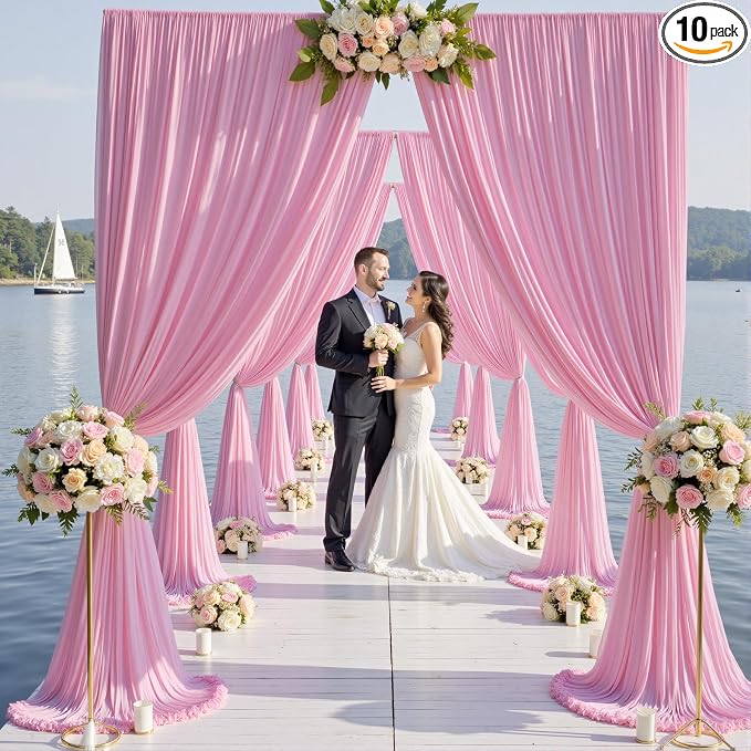 50×12ft Wrinkle Free Pink Backdrop Curtain by ENJOYYOURPARTY