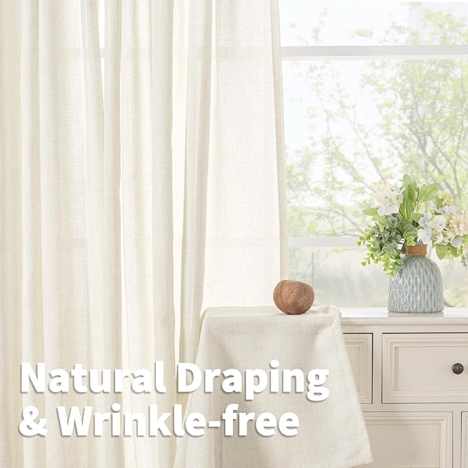YoungsTex Ivory Linen Curtains 72 Inch Length - Image 5