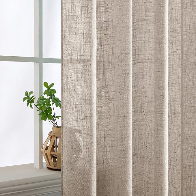 MIULEE Natural Linen Curtains 52x63 Inch Length - Image 5