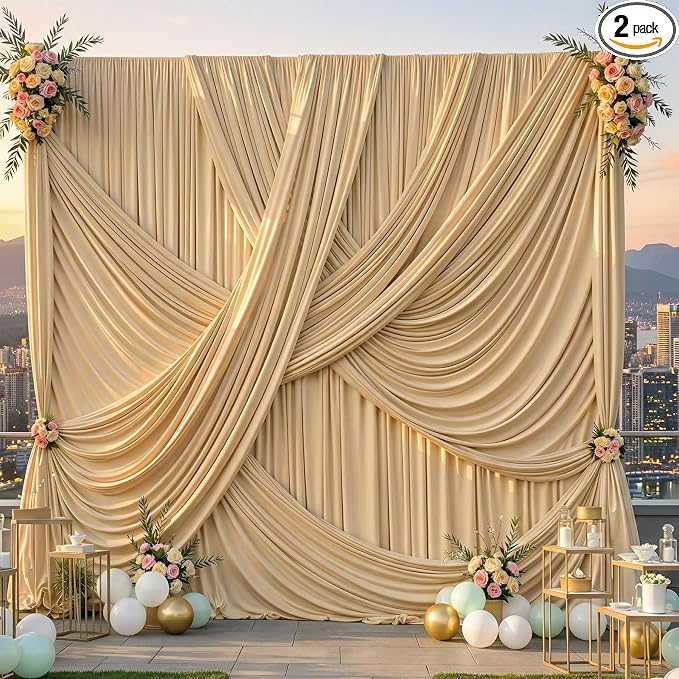 10ft×12ft Champagne Backdrop Curtain by PartyVillage