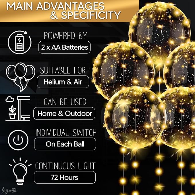 10 Pcs LED Balloons Light Up Balloons, 18 In Clear, String Lights | Reusable - Image 5