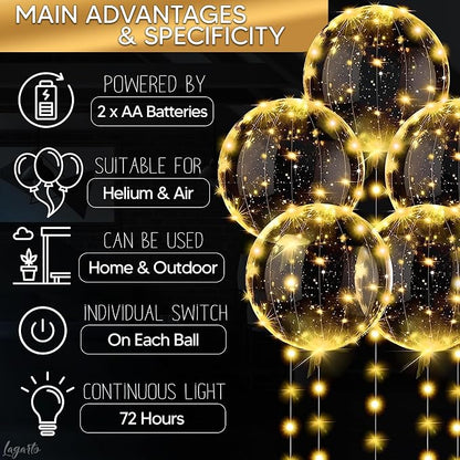 10 Pcs LED Balloons Light Up Balloons, 18 In Clear, String Lights | Reusable - Image 5
