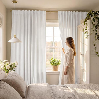 White Velvet Curtains 108 inches Long, Luxury Back Tab Privacy Protect Window - Image 7