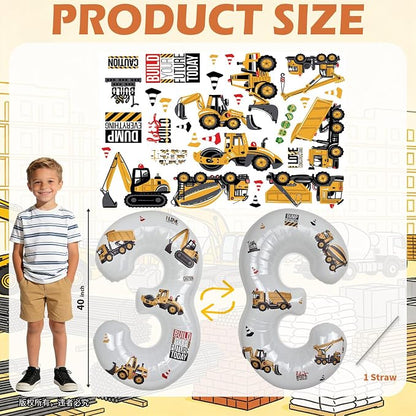 Construction Number 3 Balloon 40 Inch | White Foil Balloon - Image 2