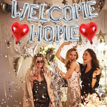 TONIFUL 16 Inch Silver WELCOME HOME Foil Letter Balloons Banner Decoration | - Image 5