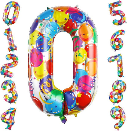 40 Inch Number 0 Balloon Colorful Party Pattern Helium Supported | Large Foil by TNCDJKPA