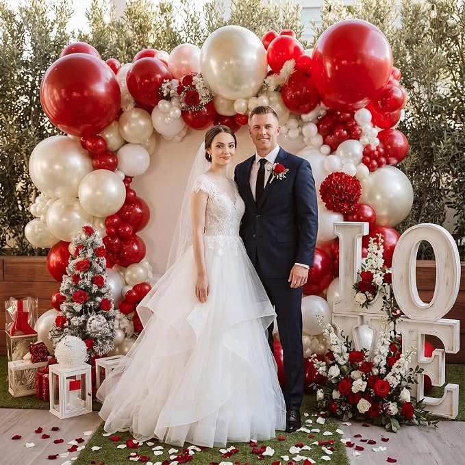 Red White Gold Balloon, 60 Pack 12 Inch Red Gold Balloon - Image 4