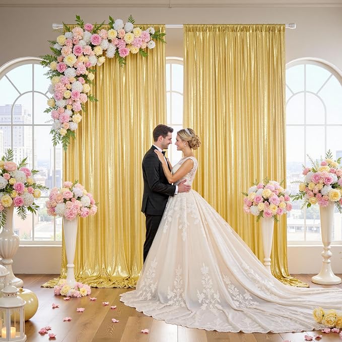30x10FT Gold Sequin Backdrop Curtain - Image 4