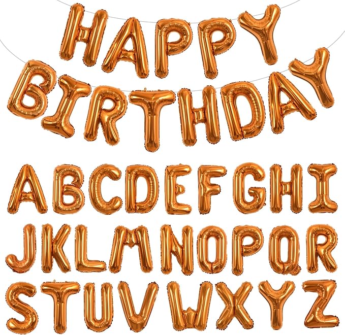 TONIFUL 65 Pcs 16 Inch Orange Happy Birthday Balloons and 2 Sets A-Z Foil by TONIFUL