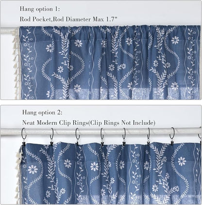Schweek Navy Blue Boho Curtains 84 Inches Length 2 Panels - Image 6