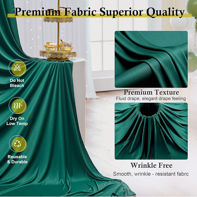 10ft x 15ft Hunter Green Backdrop Curtains - Image 3