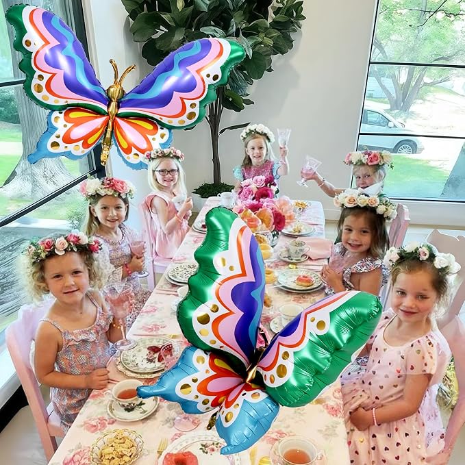 44" Giant Rainbow Butterfly Foil Balloons, Big Multicolor Butterfly Inflatable - Image 4