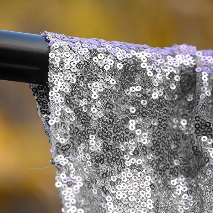 JYFLZQ Silver Sequin Backdrop Curtains - Image 3