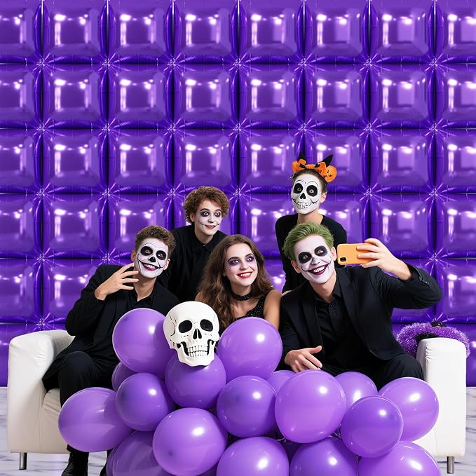 NISOCY 48PCS Metallic Purple Square Foil Balloons Wall Backdrop | Double Sided - Image 7