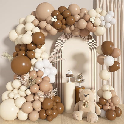 142Pcs Brown Balloons Garland Arch Kit Different Size | Nude Coffee Brown Boho by OUDDYLIFE