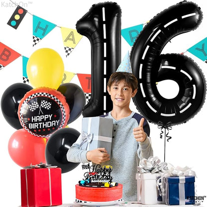 KatchOn Black 16th Birthday Balloons 40 Inch | 16 Balloon Numbers, 16th - Image 7