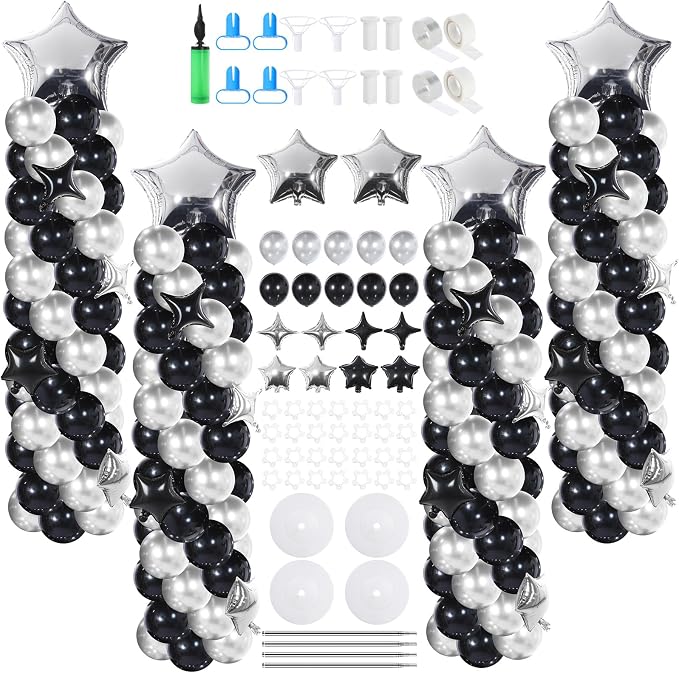 Gejoy Black Silver Balloons Column Stand Kit Adjustable Tower Stand from 1.4 to by Gejoy