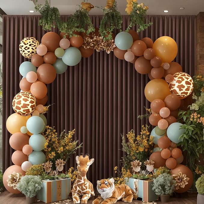 10x8 ft Wrinkle Free Brown Backdrop Curtain - Image 4
