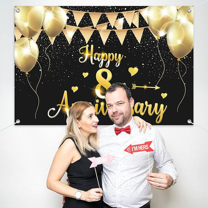 HAMIGAR 6x4ft Happy 8th Anniversary Banner Backdrop - Image 7