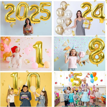 40 inch Gold Number Balloon Giant Foil Helium Balloons Gold Number 8 Balloon - Image 3