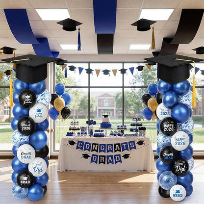 Thenshop 2 Sets Graduation Balloon Column Stand Kit 2026- Black Blue Balloon - Image 5