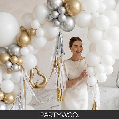 PartyWoo White Balloons 145pcs Matte White Latex Balloons Different Sizes | 18 - Image 9