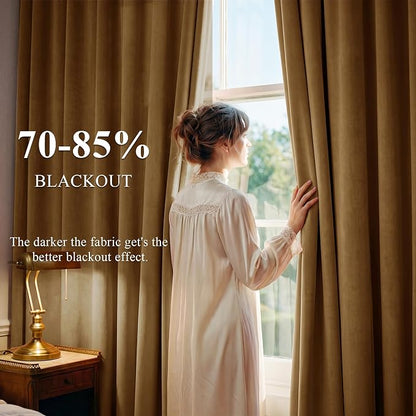 Gold Brown Velvet Curtains Bedroom Extra Long, 2 Panels | 300GSM Soft Velvet - Image 3