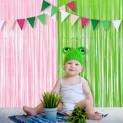 BRAVESHINE Party Streamers Backdrop Pink and Green Party Decorations 2 Pack | - Image 5