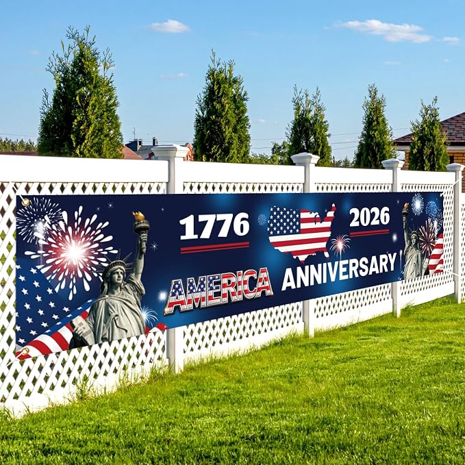 American 250th Anniversary Banner, 300x60cm/10x2ft American Patriotic Flag USA by Unknown