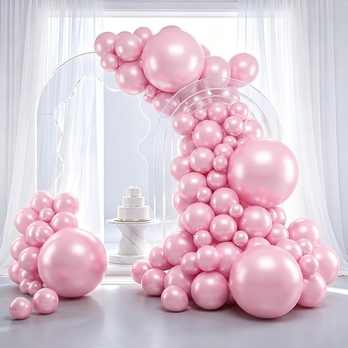 RUBFAC Pearl Pink Balloons 129pcs Different Sizes Pack of 18 12 10 5 Inch | by RUBFAC