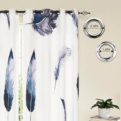 SUBRTEX Boho Leaf Printed Curtains 95 inch Long 2 Panels, Room Darkening - Image 3