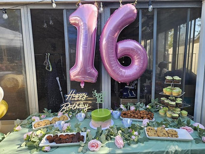 2 Balloon Numbers Birthday Decorations, 40In Pink Balloons - Image 4