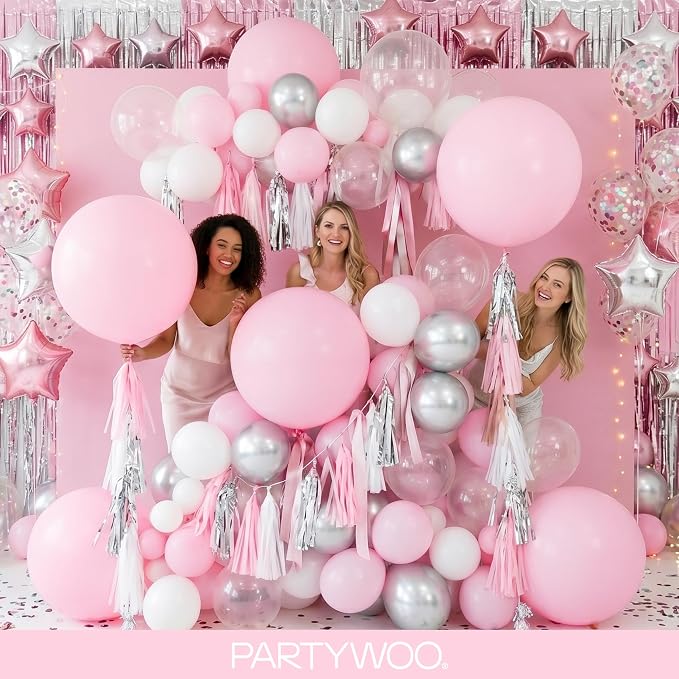 PartyWoo Light Pink Balloons 140pcs Pastel Pale Baby Pink Color | 18 12 10 5 - Image 5