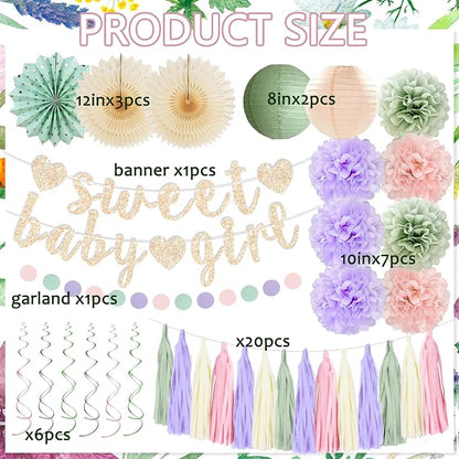 Sage Green and Blush Purple Baby Shower Decorations - Image 2