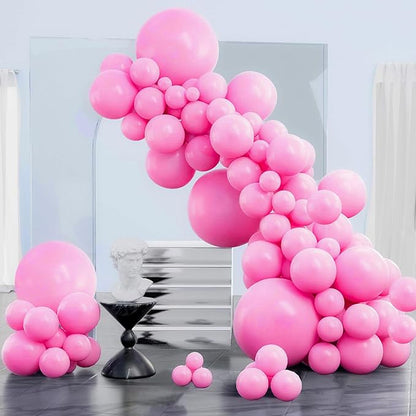 PartyWoo Pink Balloons 130pcs Matte Pink Different Sizes 18 12 10 5 Inch | by PartyWoo