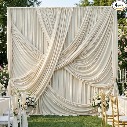 20ft×12ft Beige Backdrop Curtain by PartyVillage