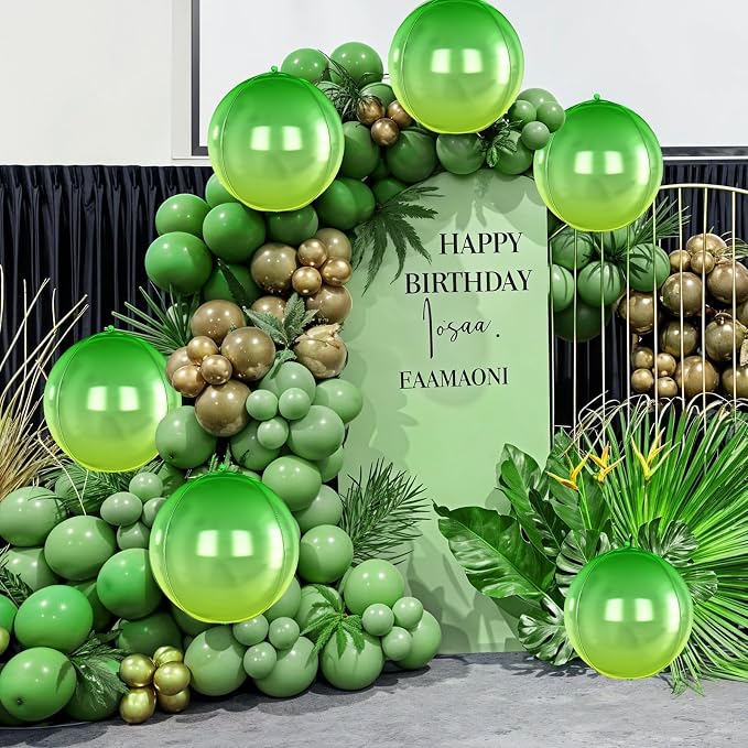 6Pcs Gradient Green Round Foil Balloons, Giant 4D Round Ball Balloon, 22 Inch - Image 7