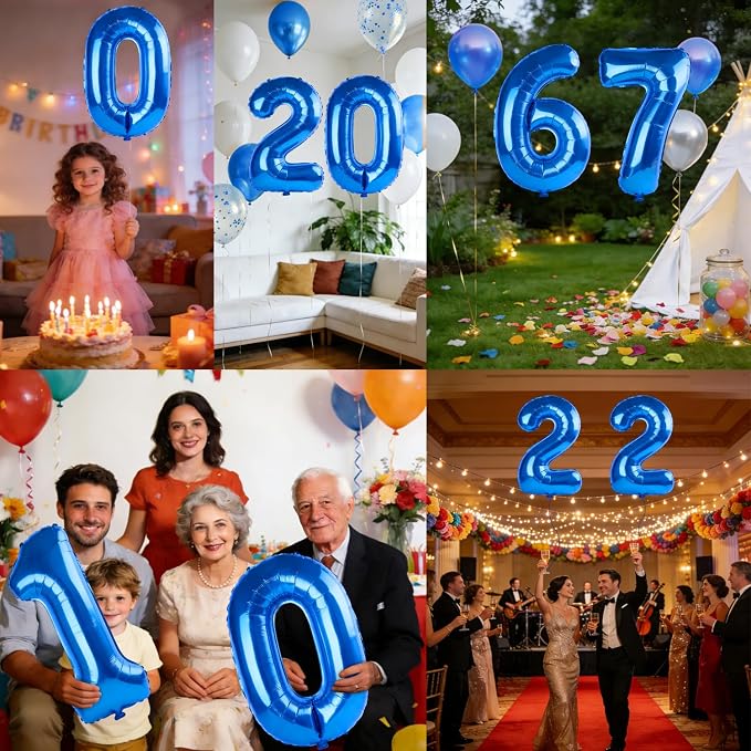 40 Inch Number 67 Balloons for 67th Birthday Party Decorations, 0-100 Dark Blue - Image 7