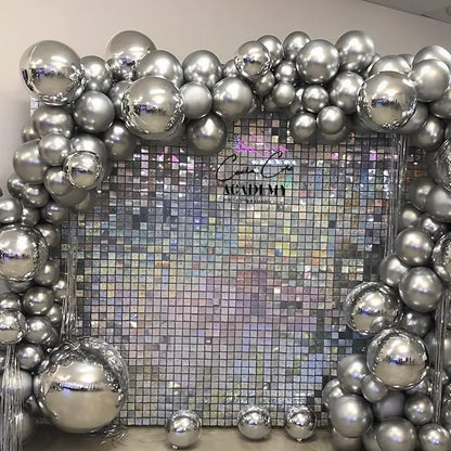 Voircoloria 110pcs Metallic Silver Chrome Latex Party Balloons, 12inch | - Image 8