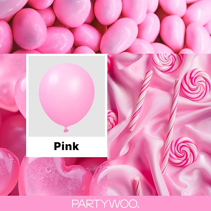PartyWoo Pink Balloons 130pcs Matte Pink Different Sizes 18 12 10 5 Inch | - Image 2