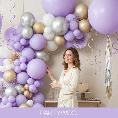 PartyWoo Lavender Balloons 155pcs Light Pastel Purple Lilac Color | 18 12 10 5 - Image 9