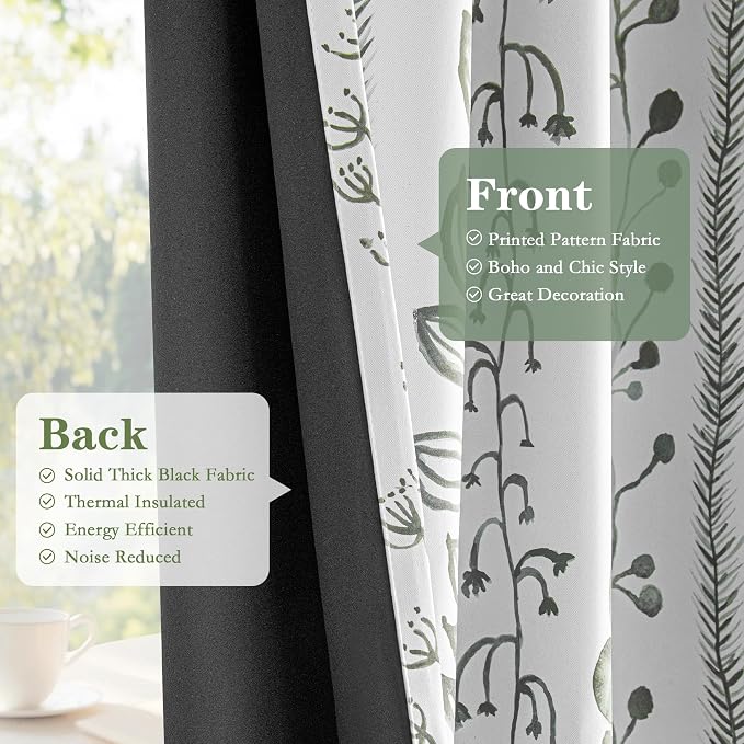 Sage Green Blackout Curtains 84 Inches Long 2 Panels Boho Curtains - Image 4